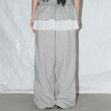 Frill Lace Button Sweatpants (Melange Gray) F25QD899