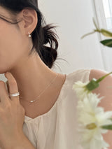 [Silver 925] 淡水パールミニボールネックレス&ピアス セット / ウエディングゲストルックデイリーシンプル シルバー