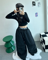 フロントカーゴワイドコットンパンツ🖤💚💛🤎 - 4カラー