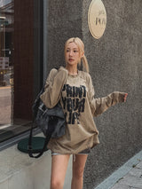 レフトプリントオーバーサイズフィット長袖Tシャツ