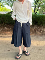 ワッフルオーバーヘンリーネック長袖Tシャツ