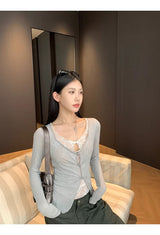 ソフトレースレイヤード長袖Tシャツ