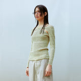 Hole Strap Knit Top (GREEN)