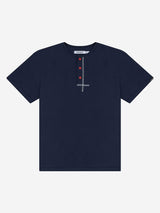 レギュラーヘンリーネックハーフTシャツ (インディゴ)