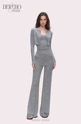 アンナ レース カーディガン トレーニング スリーピース セット (Sleeveless cardigan, pants)