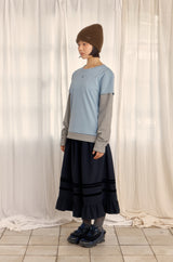 ロゴレイヤードストライプTシャツ (SKY BLUE)