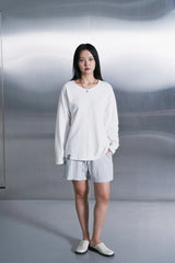 ESSENTIAL PLEAT U-NECK TEE (Off-White)