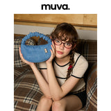 muva. サマー デニムブルー ハンドトート カジュアル ウィメンズ バッグ デイリー バッグ