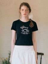 ROLA リボンパピーTシャツ　ブラック