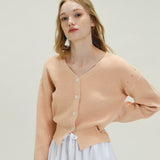 Y-Neck Hachi Sweater Cardigan Coral