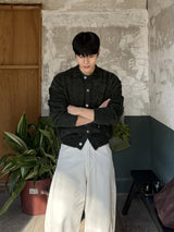 Angora semi-cropped collar cardigan