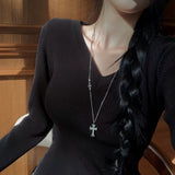 [BELLIDE MADE] River, Vネックスリムベーシックロングスリーブニットウェア