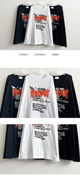 Venom Flame Lettering Reverse Printing Overfit Long Sleeve T-shirt
