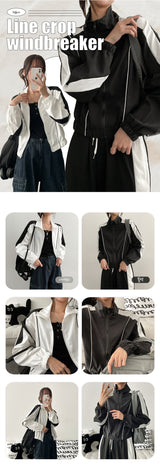 RORON Coloring Line Cropped Windbreaker Jumper
