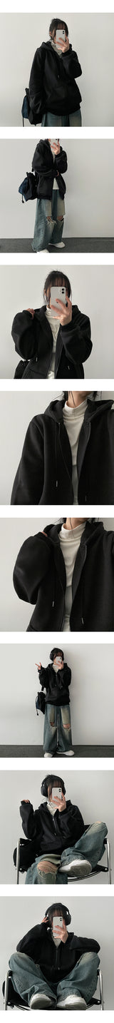 [Short and long 2 versions *Special gift!] Fluff Hooded Zip-Up Jk