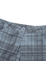RUFFLE CHECKERED SKIRT CARGO PANTS(BLUE)