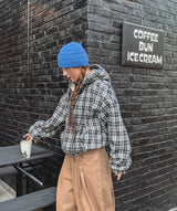 Bay Check Shearling Hooded Jumper