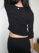 Flower pointelle button T [Black]