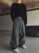 Cozy volume cut denim pants
