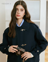 Nova Gold Button Short Trench jacket