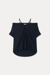 LOOSE OFF-SHOULDER SHIRT_NAVY