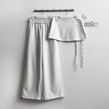 Elo String Wrap Skirt Banded Waist Pants Set