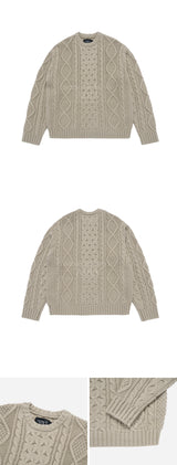 24FW LOW GAUGE CABLE KNIT BEIGE