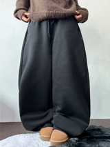 FLEECE-PICKABLE ❤‍🔥M-XL❤BASIC WIDE LONG PANTS UNISEX🖤🩶2COLOR