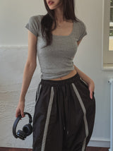 [U-BASIC] Slimming Basic Square Neck S/S T-shirt