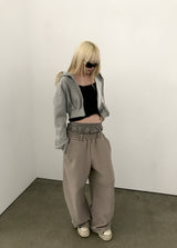 [FLEECE]クリスタルドットクロップドフードジップアップ