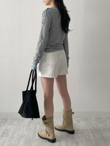 Boatneck Button Loose Fit T-shirt