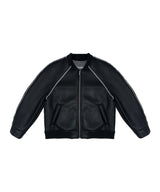 C LINE TRIM FAUX SHEARLING JACKET_BLACK
