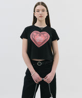 レースハートTシャツ_ブラック
