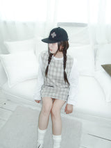 チェックボタンドレス / brown