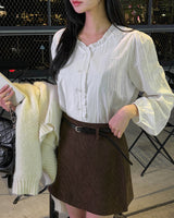 Noel Corduroy Mini Skirt & Belt Set (with inner pants)