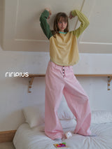 Riverstone plusルーズ ストライプ カラーブロック ラグラン ロングスリーブ Tシャツ