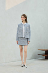 CHERISH TWEED SKIRT PANTS / SKY BLUE