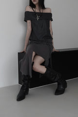 unbalanced low tunnel skirt (2color)