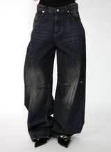 devil black over denim pants