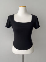 Marine Square Neck Crop Short Sleeve T-shirt