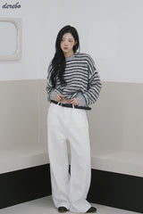 white cotton wide casual pants