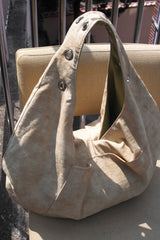 EYELET LEATHER BAG - LARGE (BUTTER)