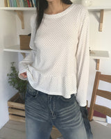 シホールドットフリルレイヤード長袖Tシャツ