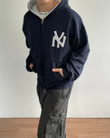 NY Crop Embroidered Zip-Up Hoodie