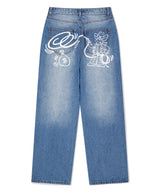 BACK LOGO WASHED DENIM PANT