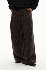 Double Pleated Tweed Trousers