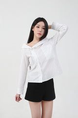 Stripe Offshoulder Blouse_white