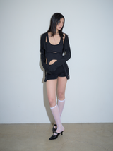 Hood Cropped Cardigan Black