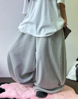 10000 SOLD OUT 🤍 FLUFF🤍 KOREAN / S-XL 🤍 BASIC BALLOON JOGGER WIDE LONG PANTS 🤍🩶 - 2 COLORS