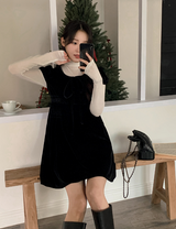 [SHOPPERMADE] Velvet Puff Mini Dress